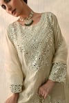 Shop_Ohh Crow_Off White Chanderi Silk Sequins, Embroidery, Beads Round Neck Hand Kurta Set 