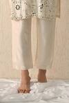 Ohh Crow_Cream Chanderi Silk Mirrors V-neck Embroidered Kurta Set _Online_at_Aza_Fashions