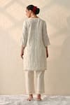 Shop_Ohh Crow_Cream Chanderi Silk Mirrors V-neck Embroidered Kurta Set _Online_at_Aza_Fashions