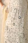 Ohh Crow_Cream Chanderi Silk Mirrors V-neck Embroidered Kurta Set _at_Aza_Fashions