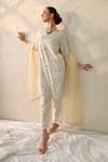 Buy_Ohh Crow_Cream Chanderi Silk Mirrors V-neck Embroidered Kurta Set 