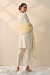 Shop_Ohh Crow_Cream Chanderi Silk Mirrors V-neck Embroidered Kurta Set _at_Aza_Fashions