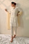 Buy_Ohh Crow_Cream Chanderi Silk Mirrors V-neck Embroidered Kurta Set 