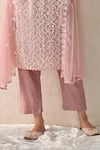 Ohh Crow_Pink Chanderi , Chanderi, Beads, Embroidery Floral Jaal Kurta Set _Online_at_Aza_Fashions