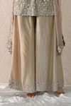 Ohh Crow_Gold Chanderi Silk Sequins, Embroidery V-neck Hand Kurta Sharara Set _Online_at_Aza_Fashions