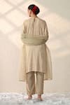 Shop_Ohh Crow_White Silk, Sequins, Mirrors, Embroidery Round Kurta Pant Set _at_Aza_Fashions