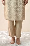 Ohh Crow_White Silk, Sequins, Mirrors, Embroidery Round Kurta Pant Set _Online_at_Aza_Fashions