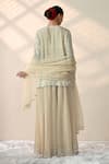 Shop_Ohh Crow_White Chanderi Silk Mirrors V-neck Cluster Embroidered Kurta Sharara Set _at_Aza_Fashions
