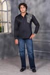 Buy_Menero_Black Cotton Embroidery Dabka Shirt _at_Aza_Fashions