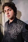 Buy_Menero_Black Cotton Embroidery Dabka Shirt _Online_at_Aza_Fashions