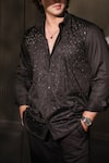 Buy_Menero_Black Cotton Embroidery Hand Shirt _Online_at_Aza_Fashions