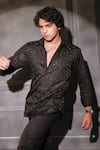 Shop_Menero_Black Cotton Embroidery Hand Shirt _Online_at_Aza_Fashions