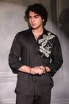 Buy_Menero_Black Cotton Pearls Embroidered Shirt _at_Aza_Fashions