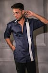 Menero_Navy Cotton Blue Pure Shirt _Online_at_Aza_Fashions