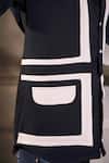 Menero_Navy Lycra, Crepe White Stripe Detailed Shirt _at_Aza_Fashions