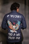 Shop_Menero_Navy Cotton, Denim Embroidery Dark Blue Pure Patch Work Shirt _at_Aza_Fashions