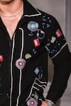 Buy_Menero_Black Crepe, Lycra Embroidery Shirt 