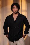 Shop_Menero_Black Linen Pure Shirt _at_Aza_Fashions