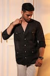 Buy_Menero_Black Linen Pure Shirt _at_Aza_Fashions