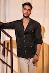 Shop_Menero_Black Linen Pure Shirt _at_Aza_Fashions