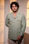 Shop_Menero_Olive Green Linen Pure Shirt _at_Aza_Fashions