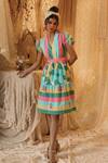 Buy_Kritika Murarka_Multi Color Cotton V-neck Multicolor Short Tier Dress _at_Aza_Fashions