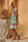 Kritika Murarka_Multi Color Cotton V-neck Multicolor Short Tier Dress _Online_at_Aza_Fashions