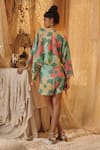 Shop_Kritika Murarka_Green Cotton, Net Big Floral Shorts _at_Aza_Fashions