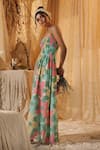 Kritika Murarka_Pink Cotton, Net Open Neck Big Floral Net tube Dress _Online_at_Aza_Fashions