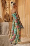 Shop_Kritika Murarka_Pink Cotton, Net Open Neck Big Floral Net tube Dress _at_Aza_Fashions