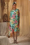 Buy_Kritika Murarka_Multi Color Chiffon Collared Big Floral Kaftan shirt Dress _at_Aza_Fashions