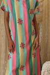 Kritika Murarka_Cotton Embroidery Collared Stripe Pattern Dress _Online_at_Aza_Fashions