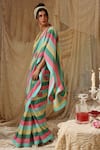 Buy_Kritika Murarka_Multi Color Cotton, Silk Embroidery Multicolor Stripe Saree _Online_at_Aza_Fashions