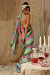 Shop_Kritika Murarka_Multi Color Cotton, Silk Embroidery Multicolor Stripe Saree _at_Aza_Fashions