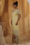 Shop_Kritika Murarka_Yellow Cotton, Net, Knit Applique Round Neck  _Online_at_Aza_Fashions