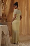 Shop_Kritika Murarka_Yellow Cotton, Net, Knit Applique Round Neck  _at_Aza_Fashions