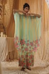 Buy_Kritika Murarka_Yellow Chiffon High Neck Blue Stripe Spaghetti Dress _Online_at_Aza_Fashions