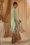 Shop_Kritika Murarka_Yellow Chiffon High Neck Blue Stripe Spaghetti Dress _Online_at_Aza_Fashions