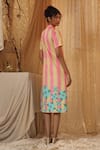 Shop_Kritika Murarka_Yellow Cotton Collared Pink Stripe zipper Dress _at_Aza_Fashions