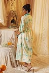 Shop_Kritika Murarka_Mint Cotton Collared Circle Print Drawstring dress _at_Aza_Fashions