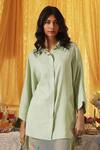 Buy_Kritika Murarka_Mint Linen Collared Green Shirt _at_Aza_Fashions