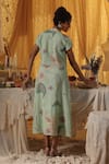 Shop_Kritika Murarka_Mint Cotton, Net Embroidery Mandarin Collar Green skirt Top Set _at_Aza_Fashions