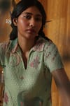 Buy_Kritika Murarka_Mint Cotton Collared Green Net Maxi Dress _Online_at_Aza_Fashions
