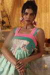 Kritika Murarka_Mint Cotton Embroidery Square Neck Paisley Short Dress _Online_at_Aza_Fashions