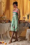 Buy_Kritika Murarka_Mint Cotton Embroidery Square Neck Paisley Short Dress _Online_at_Aza_Fashions