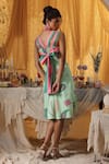 Shop_Kritika Murarka_Mint Cotton Embroidery Square Neck Paisley Short Dress _at_Aza_Fashions
