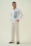 Buy_Amrit Dawani_White Cotton Embroidery Rose And Landscape Patch Shirt _Online_at_Aza_Fashions