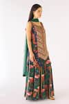 Basanti - Kapde Aur Koffee_Green Crepe, Net Beads, Embroidery Scoop Neck Sharara Set _Online_at_Aza_Fashions