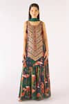 Buy_Basanti - Kapde Aur Koffee_Green Crepe, Net Beads, Embroidery Scoop Neck Sharara Set _at_Aza_Fashions