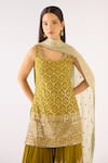 Buy_Basanti - Kapde Aur Koffee_Green Georgette Sequins, Zari Scoop Neck Lime Embroidered Sharara Set _Online_at_Aza_Fashions